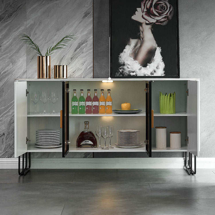 Stone and Engineered Wood Sideboard Glam Style Dining Sideboard