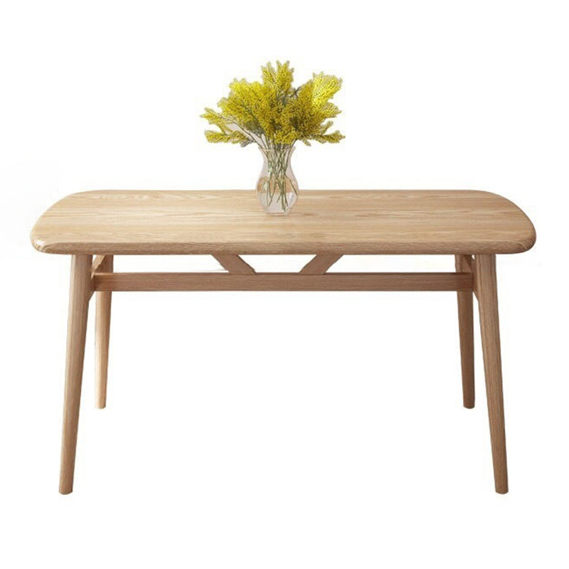 Rectangular Solid Wood Dining Table Modern Furniture with 4 Legs in Matte Finish