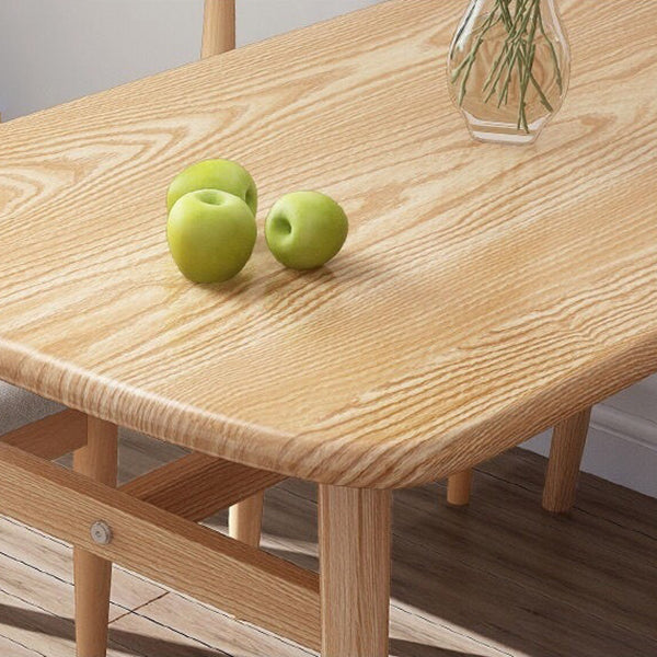 Rectangular Solid Wood Dining Table Modern Furniture with 4 Legs in Matte Finish