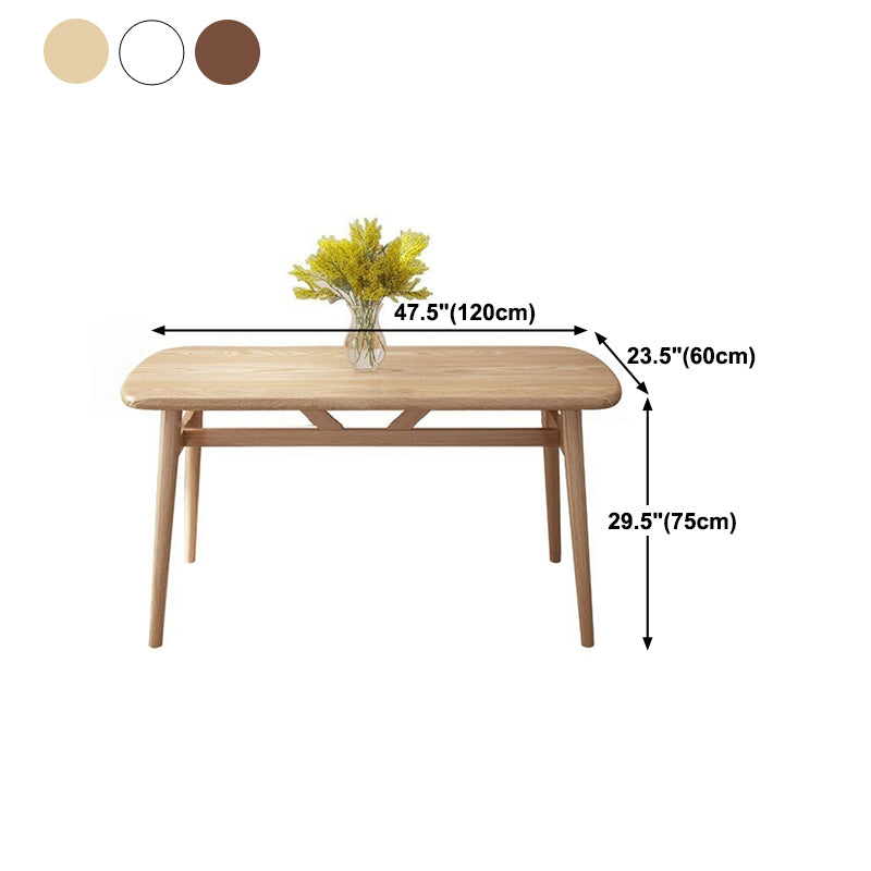 Rectangular Solid Wood Dining Table Modern Furniture with 4 Legs in Matte Finish