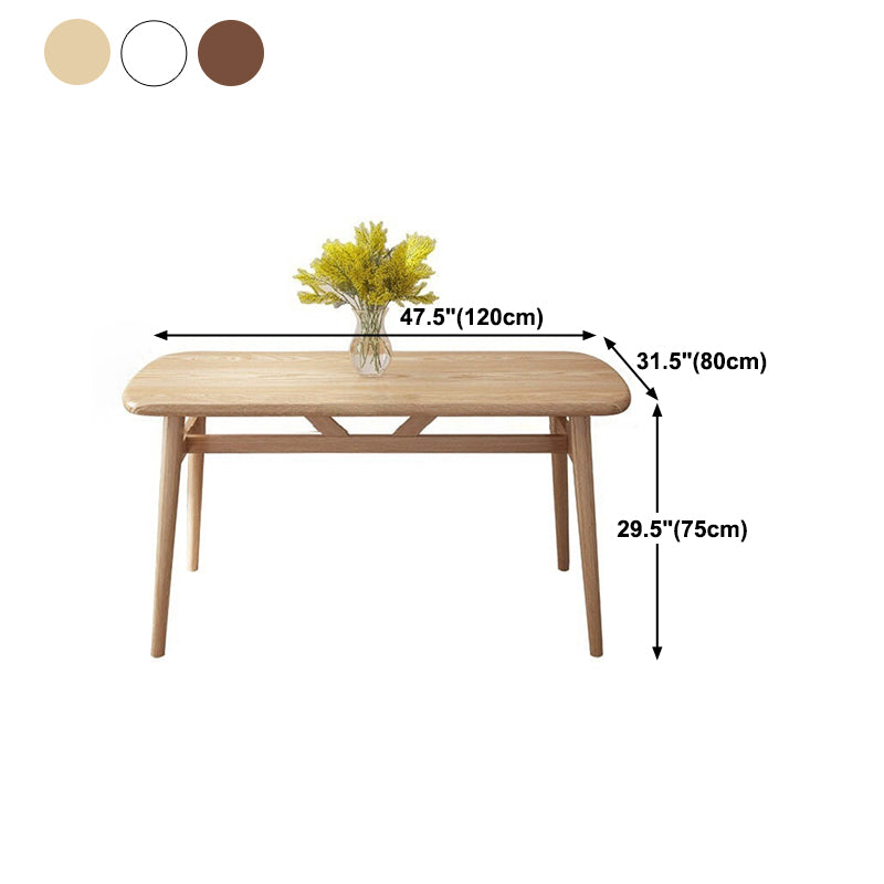 Rectangular Solid Wood Dining Table Modern Furniture with 4 Legs in Matte Finish