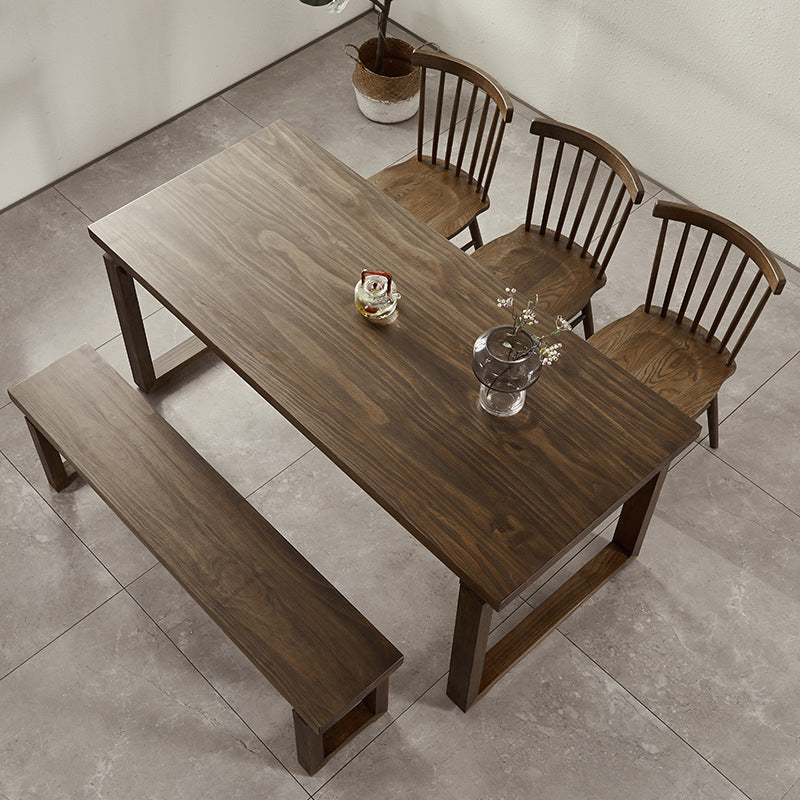 Rectangular Solid Wood Brown Table Modern Furniture with Double Pedestal