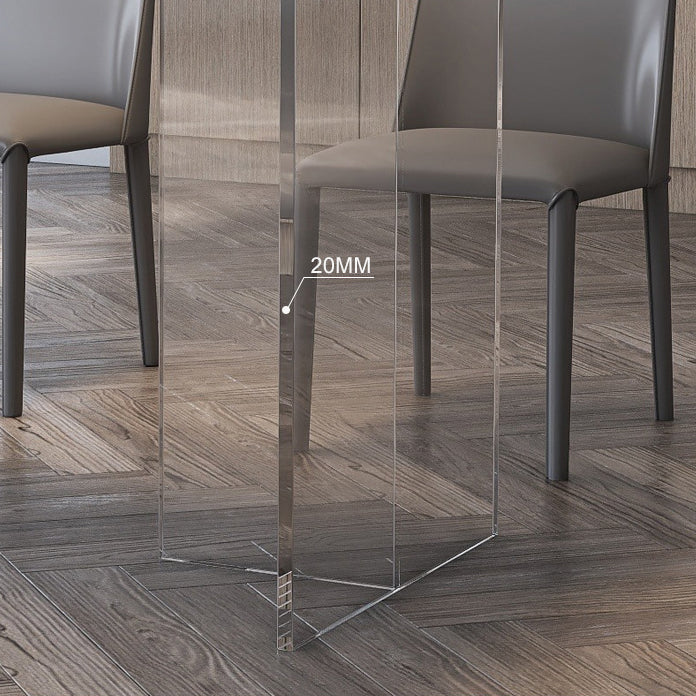 Rectangular Stone Dining Table Modern White-black Furniture with Acrylic Double Pedestal