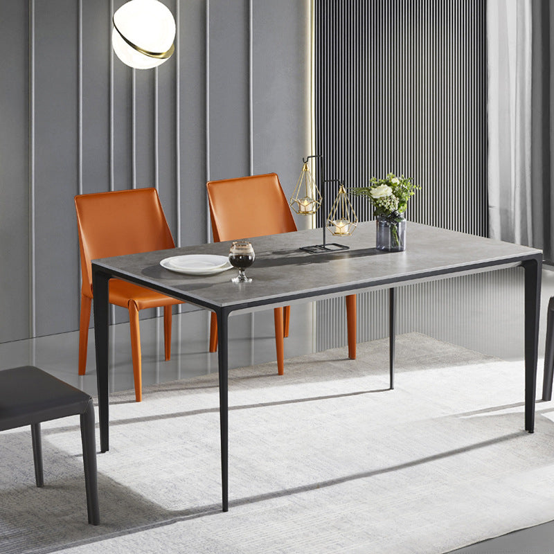 Rectangular Stone Dining Table Modern 4 Legs Furniture in Matte Finish for Indoor
