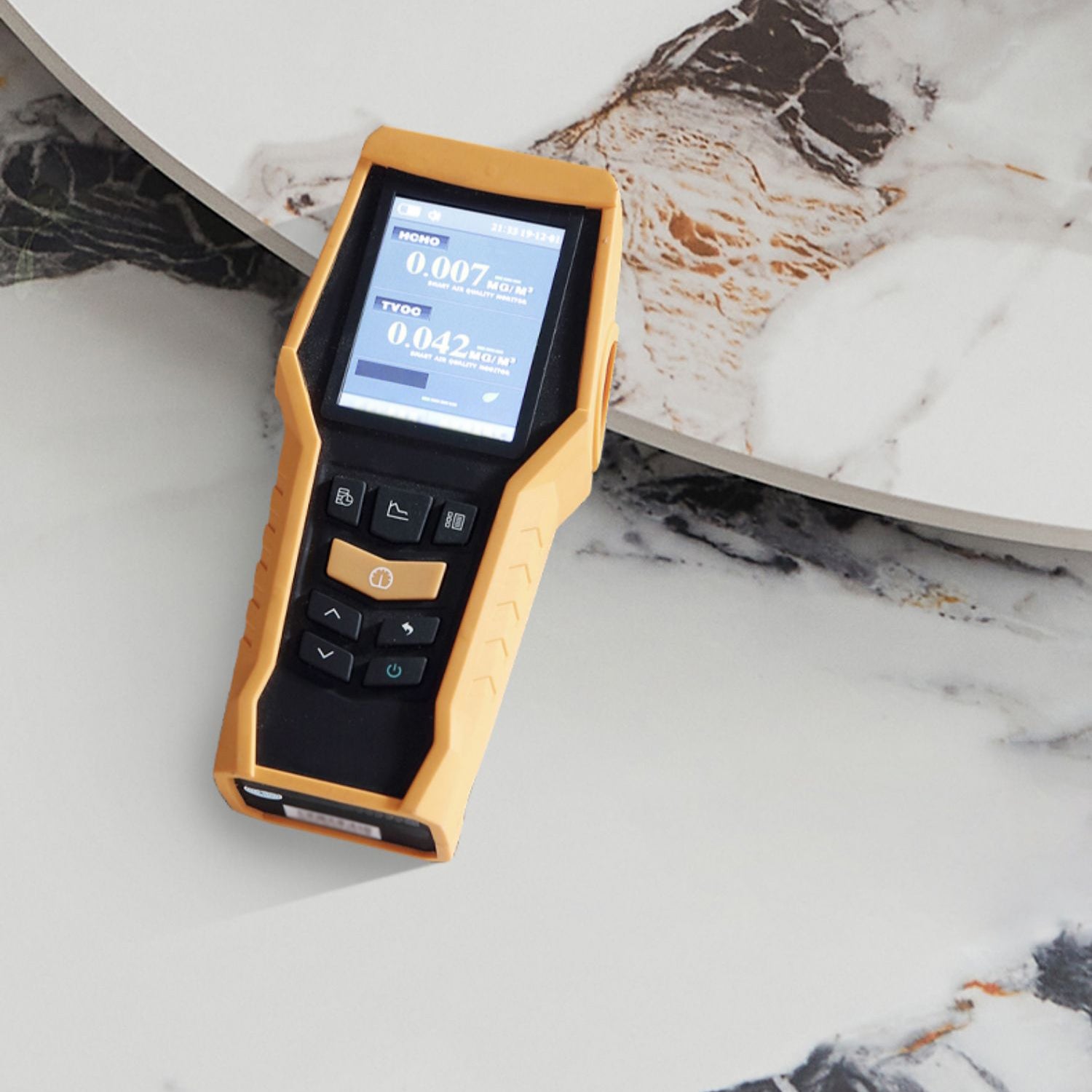 Round Dining Table Modern Stone Top Dining Table with Solid Wood Pedestal