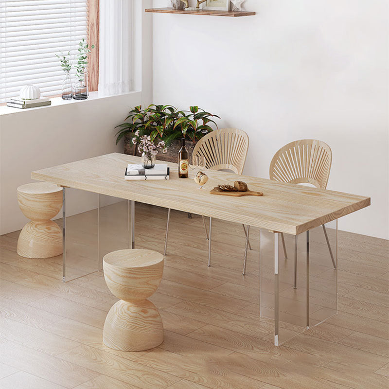 Solid Wood Dining Table Traditional Luxury Dining Table with Double Pedestal Base