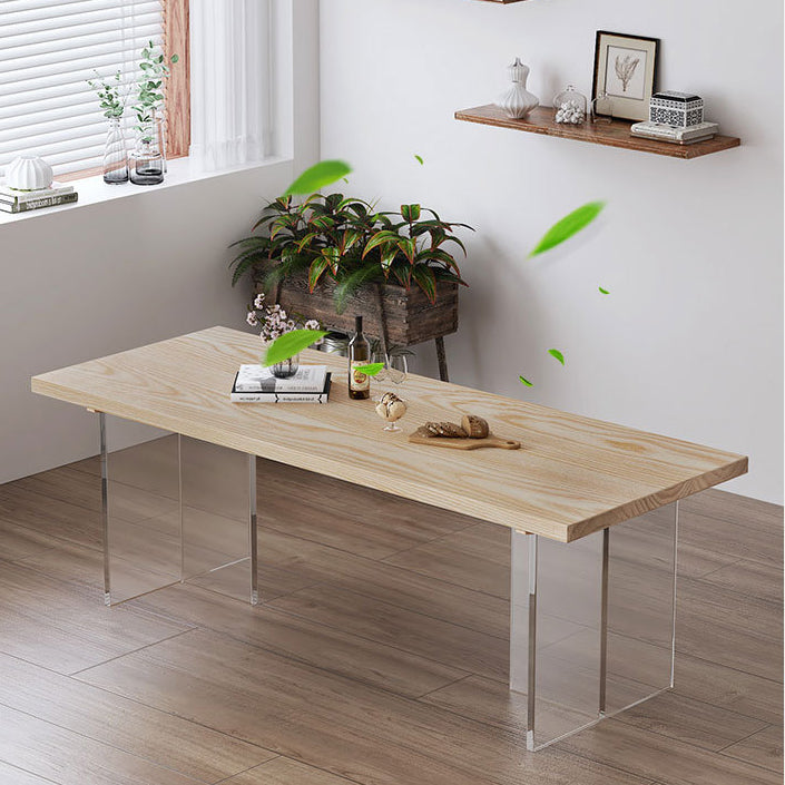 Solid Wood Dining Table Traditional Luxury Dining Table with Double Pedestal Base