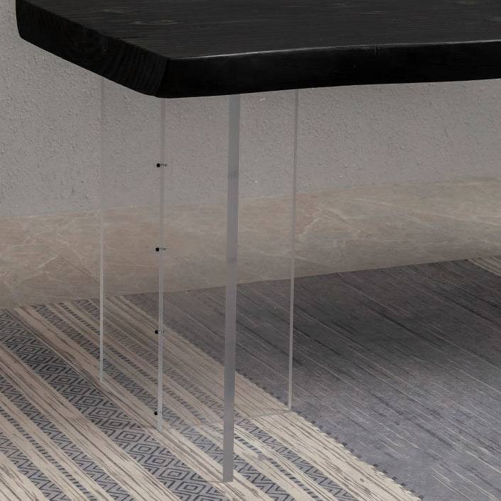 Wood Top Dining Table Traditional Luxury Table with Double Pedestal Base