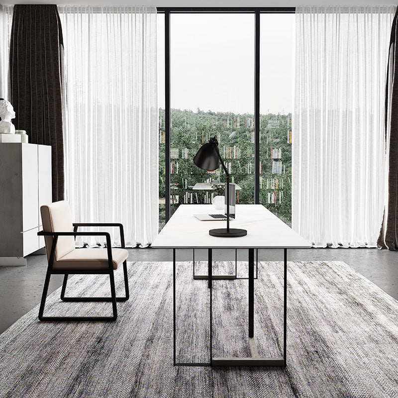 Rectangle Dining Table Contemporary Table with Double Pedestal Base