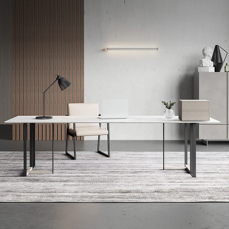 Rectangle Dining Table Contemporary Table with Double Pedestal Base