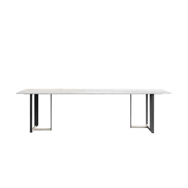 Rectangle Dining Table Contemporary Table with Double Pedestal Base