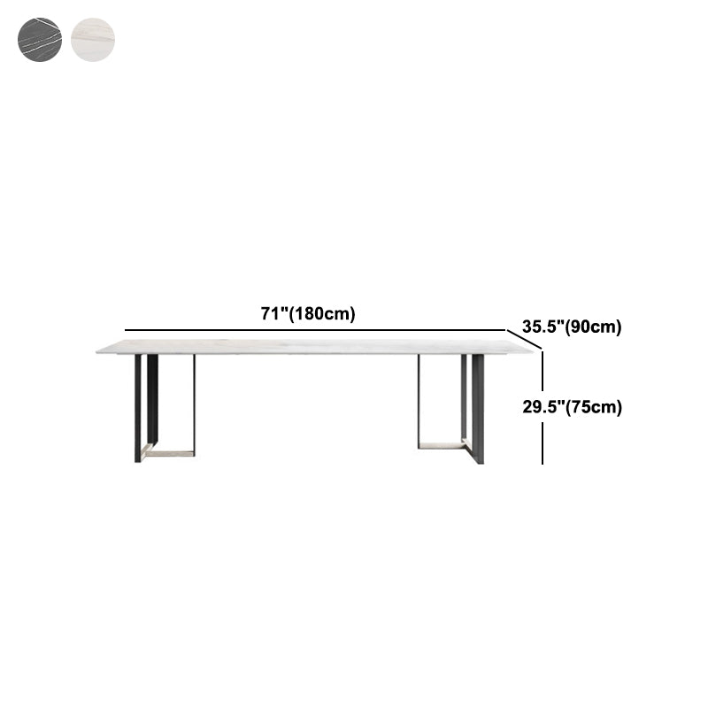 Rectangle Dining Table Contemporary Table with Double Pedestal Base