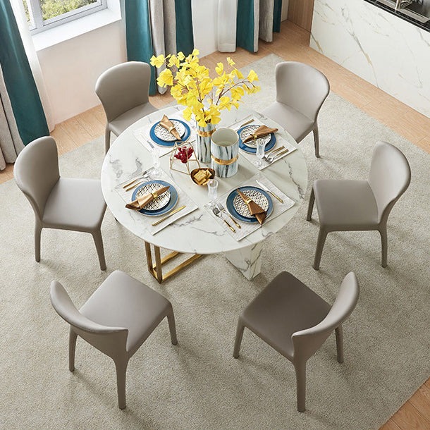 Matte Finish Solid Back Chair for Dining Room Faux Leather Contemporary Dining Chair