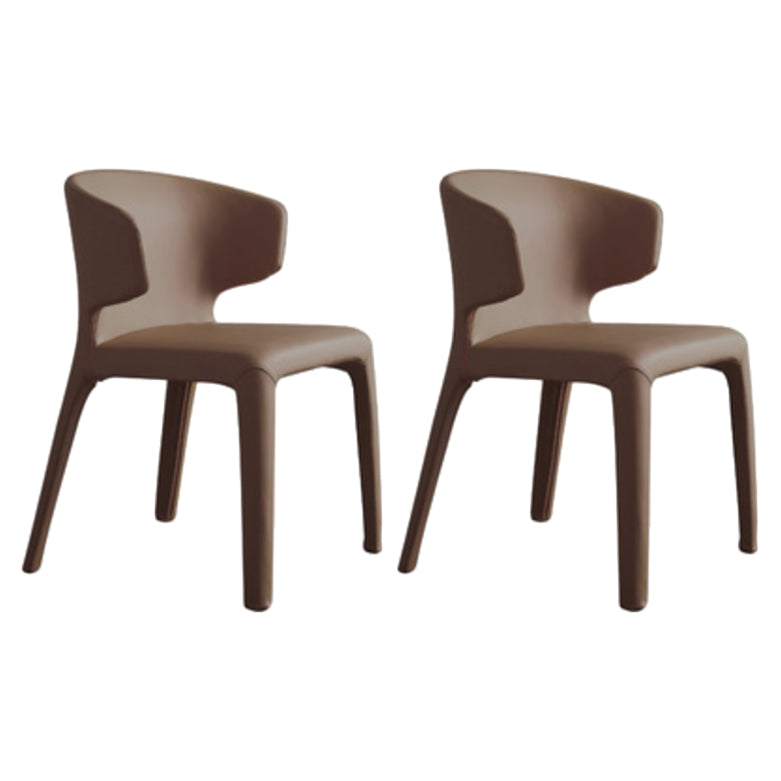 Matte Finish Solid Back Chair for Dining Room Faux Leather Contemporary Dining Chair