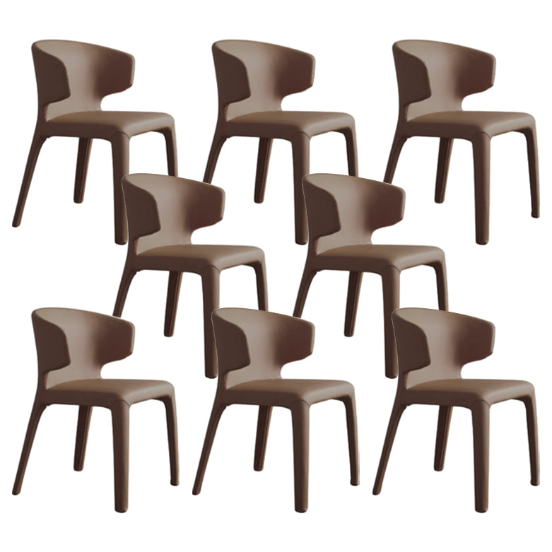 Matte Finish Solid Back Chair for Dining Room Faux Leather Contemporary Dining Chair