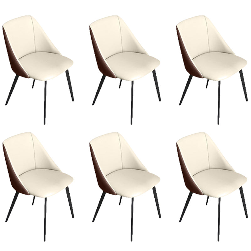 Contemporary Dining Arm Chair with Black Metal Legs Faux Leather Side Chair