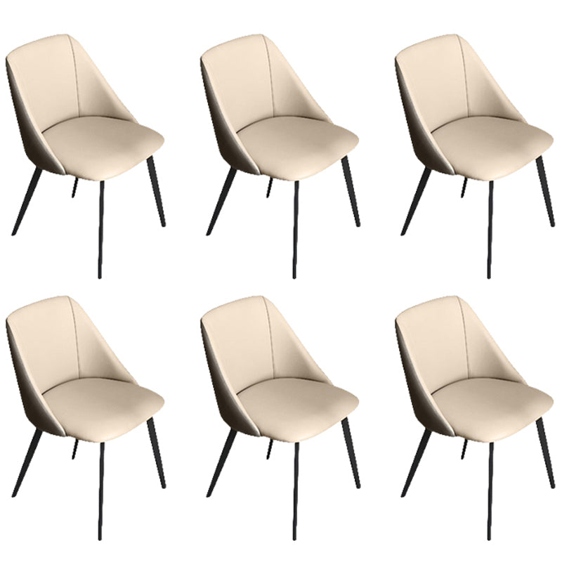 Contemporary Dining Arm Chair with Black Metal Legs Faux Leather Side Chair