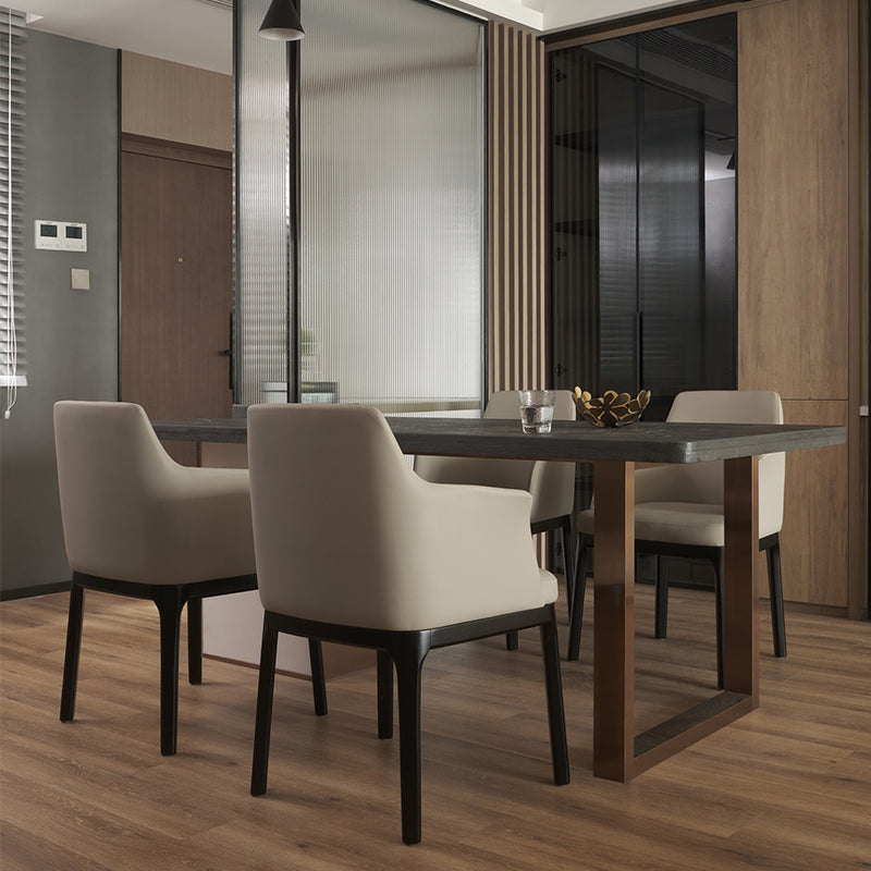 Upholstered Dining Accent Chair Faux Leather and Solid Wood Dining Room Chair