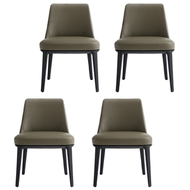 Upholstered Dining Accent Chair Faux Leather and Solid Wood Dining Room Chair