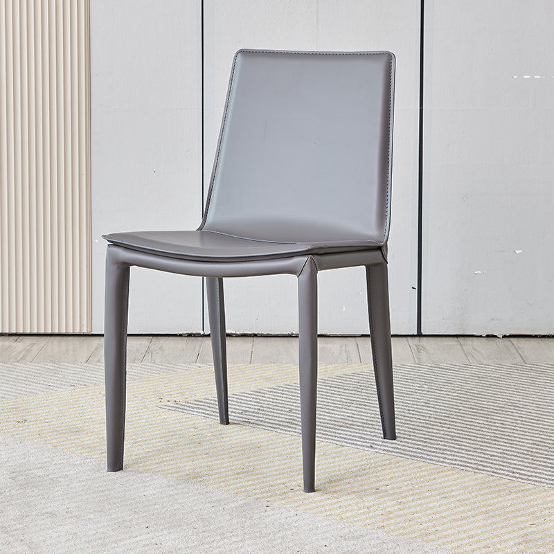 Metal Modern Indoor Side Chair Solid Back Dining Chair with 4Legs