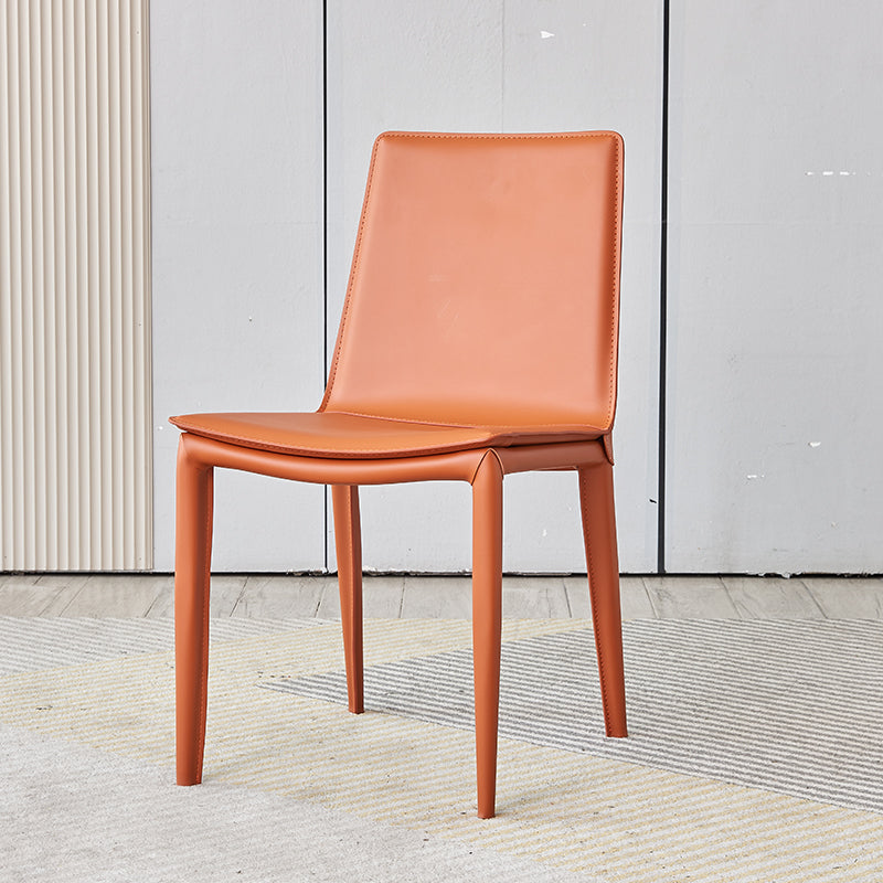 Metal Modern Indoor Side Chair Solid Back Dining Chair with 4Legs