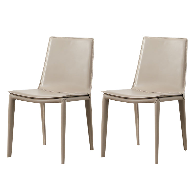 Metal Modern Indoor Side Chair Solid Back Dining Chair with 4Legs