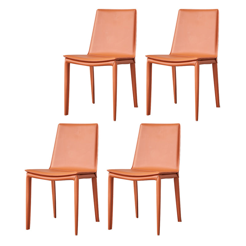 Metal Modern Indoor Side Chair Solid Back Dining Chair with 4Legs