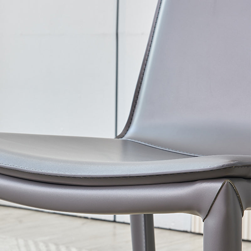 Metal Modern Indoor Side Chair Solid Back Dining Chair with 4Legs