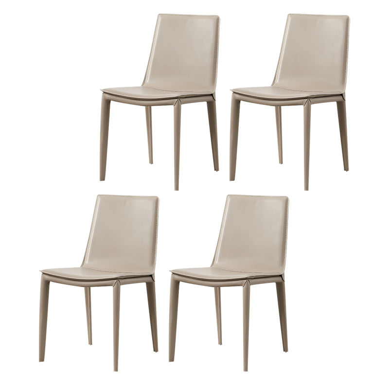 Metal Modern Indoor Side Chair Solid Back Dining Chair with 4Legs