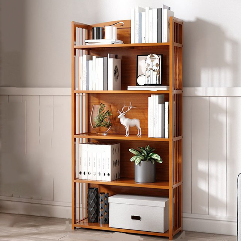 Modern Vertical Bamboo Shelf Etagere Espresso Shelf Bookcase for Bedroom