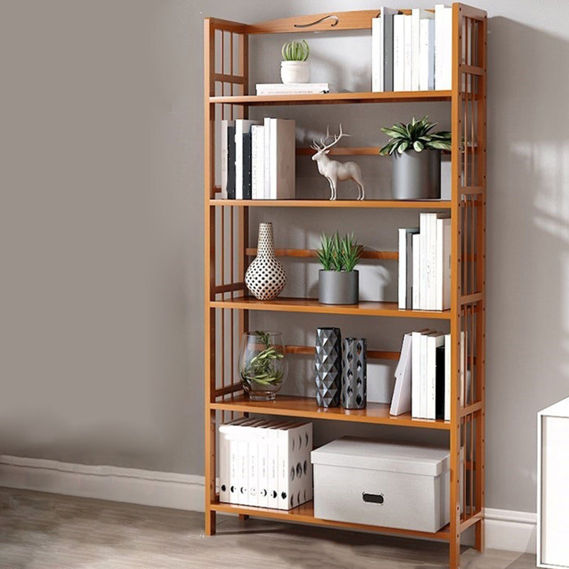 Modern Vertical Bamboo Shelf Etagere Espresso Shelf Bookcase for Bedroom