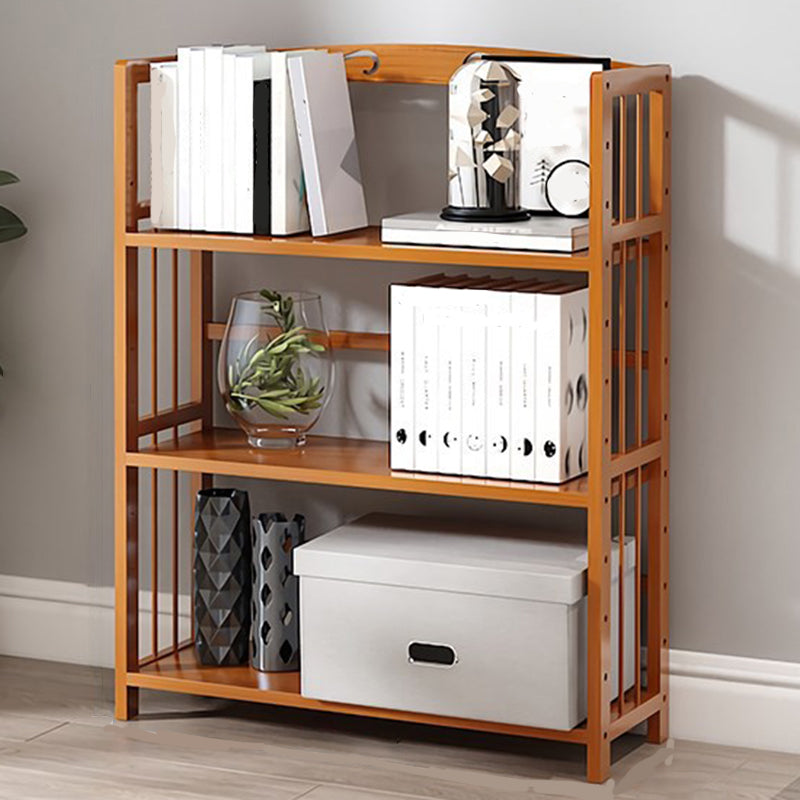 Modern Vertical Bamboo Shelf Etagere Espresso Shelf Bookcase for Bedroom