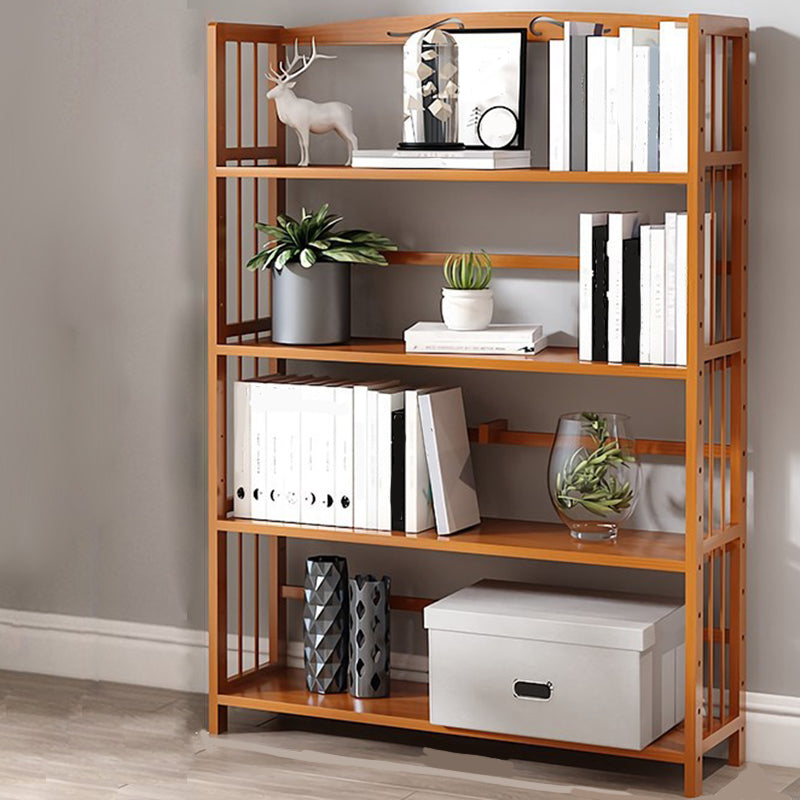 Modern Vertical Bamboo Shelf Etagere Espresso Shelf Bookcase for Bedroom