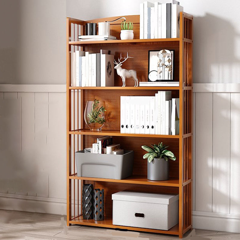 Modern Vertical Bamboo Shelf Etagere Espresso Shelf Bookcase for Bedroom