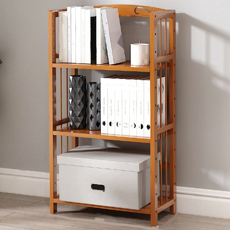 Modern Vertical Bamboo Shelf Etagere Espresso Shelf Bookcase for Bedroom