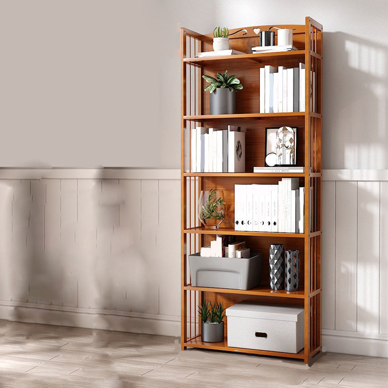 Modern Vertical Bamboo Shelf Etagere Espresso Shelf Bookcase for Bedroom