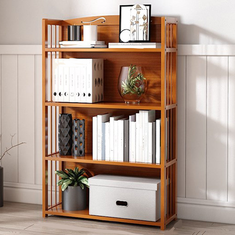 Modern Vertical Bamboo Shelf Etagere Espresso Shelf Bookcase for Bedroom