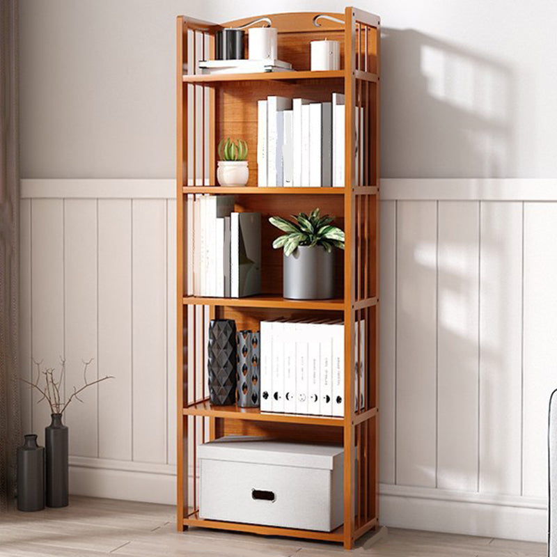 Modern Vertical Bamboo Shelf Etagere Espresso Shelf Bookcase for Bedroom