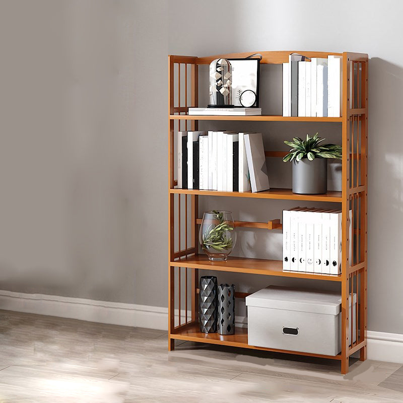 Modern Vertical Bamboo Shelf Etagere Espresso Shelf Bookcase for Bedroom
