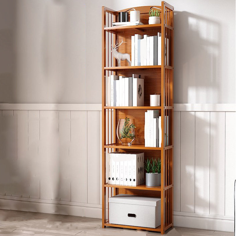 Modern Vertical Bamboo Shelf Etagere Espresso Shelf Bookcase for Bedroom