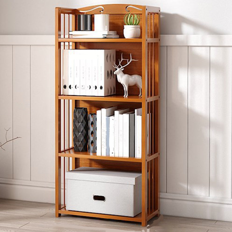 Modern Vertical Bamboo Shelf Etagere Espresso Shelf Bookcase for Bedroom