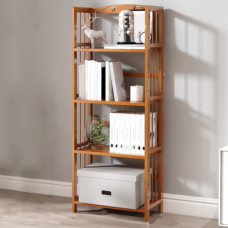 Modern Vertical Bamboo Shelf Etagere Espresso Shelf Bookcase for Bedroom