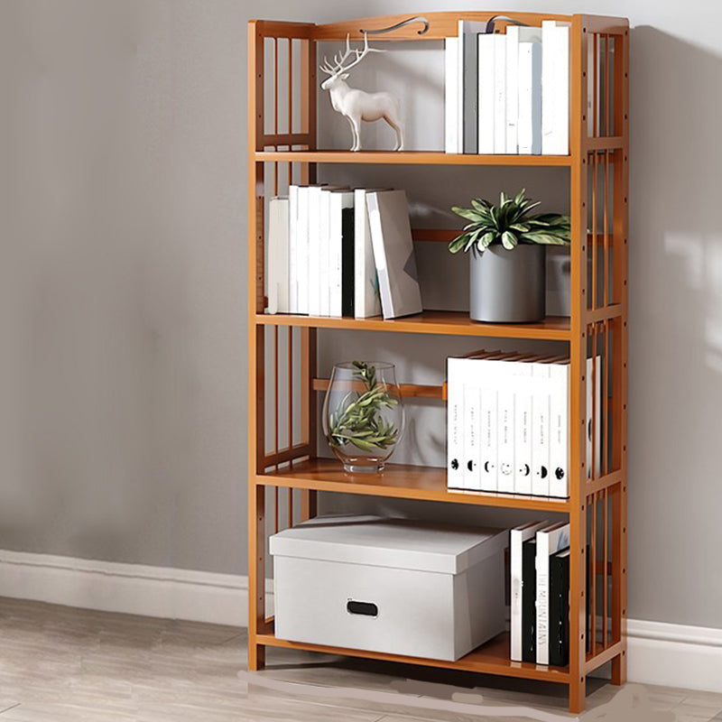 Modern Vertical Bamboo Shelf Etagere Espresso Shelf Bookcase for Bedroom