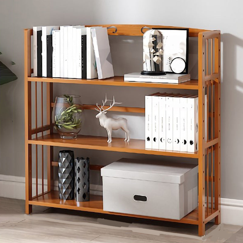 Modern Vertical Bamboo Shelf Etagere Espresso Shelf Bookcase for Bedroom
