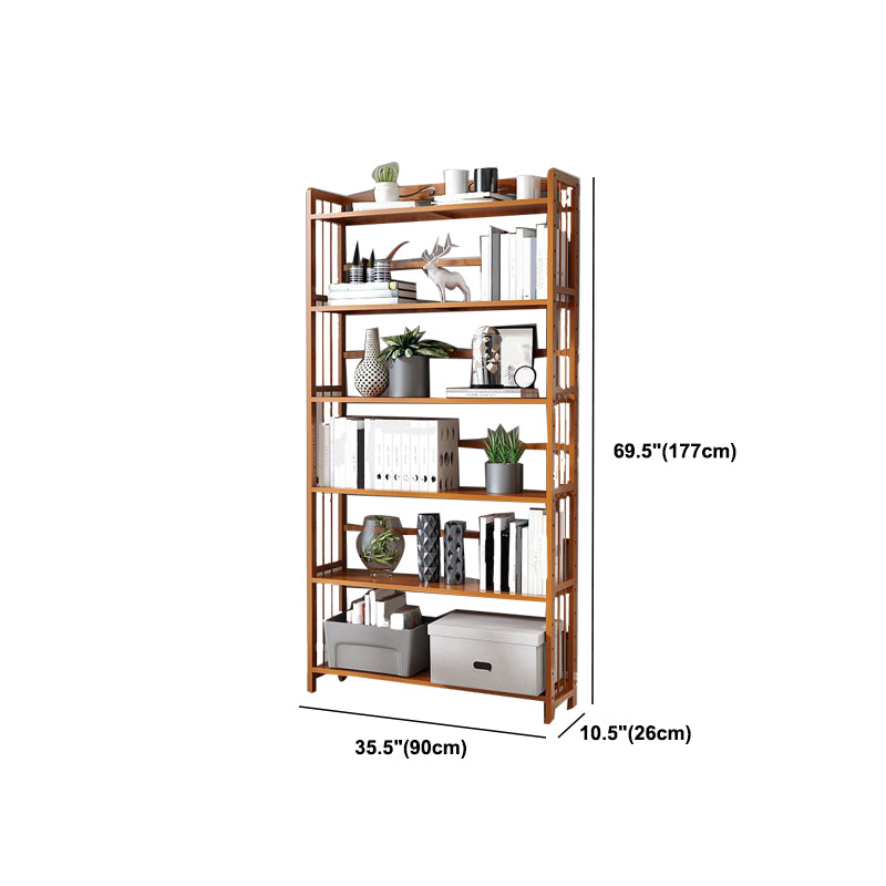 Modern Vertical Bamboo Shelf Etagere Espresso Shelf Bookcase for Bedroom