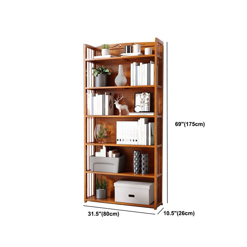 Modern Vertical Bamboo Shelf Etagere Espresso Shelf Bookcase for Bedroom