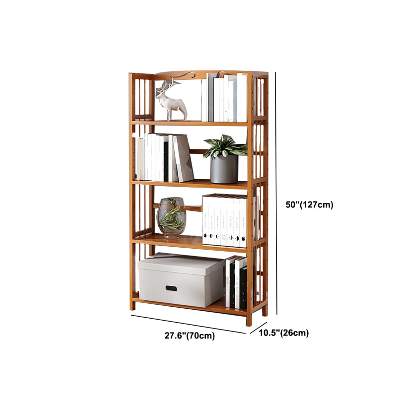 Modern Vertical Bamboo Shelf Etagere Espresso Shelf Bookcase for Bedroom