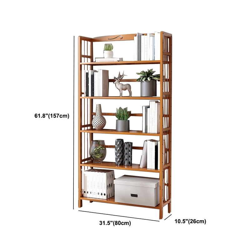 Modern Vertical Bamboo Shelf Etagere Espresso Shelf Bookcase for Bedroom