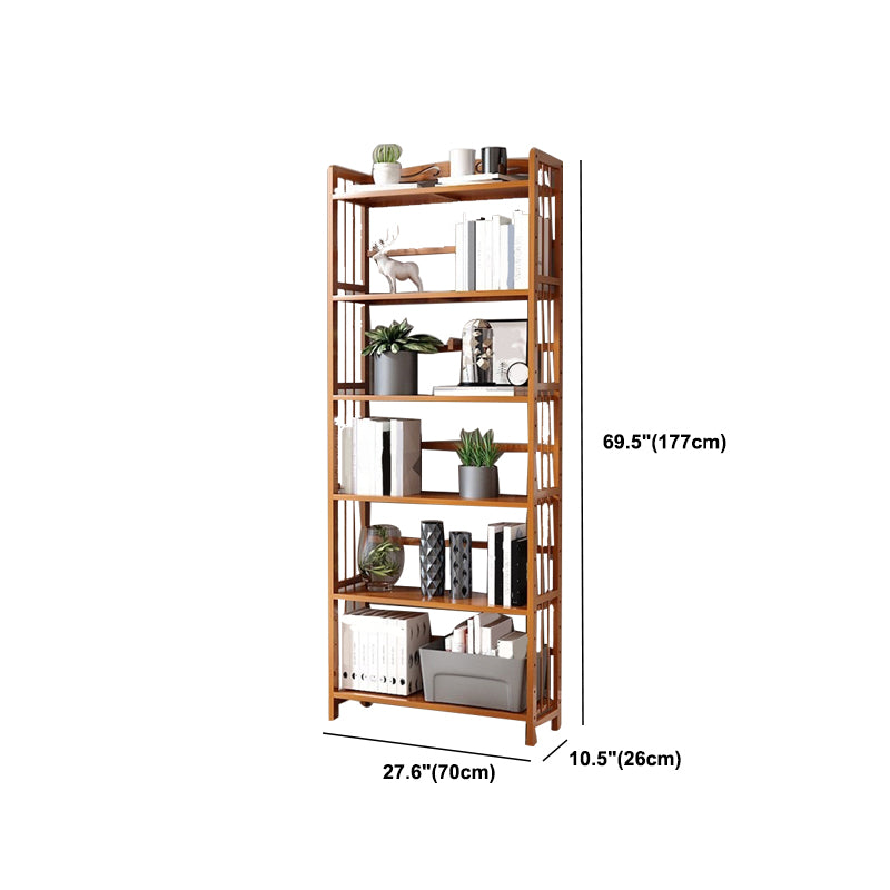 Modern Vertical Bamboo Shelf Etagere Espresso Shelf Bookcase for Bedroom