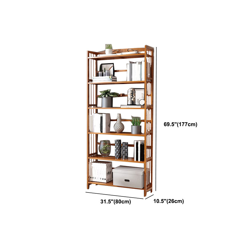 Modern Vertical Bamboo Shelf Etagere Espresso Shelf Bookcase for Bedroom